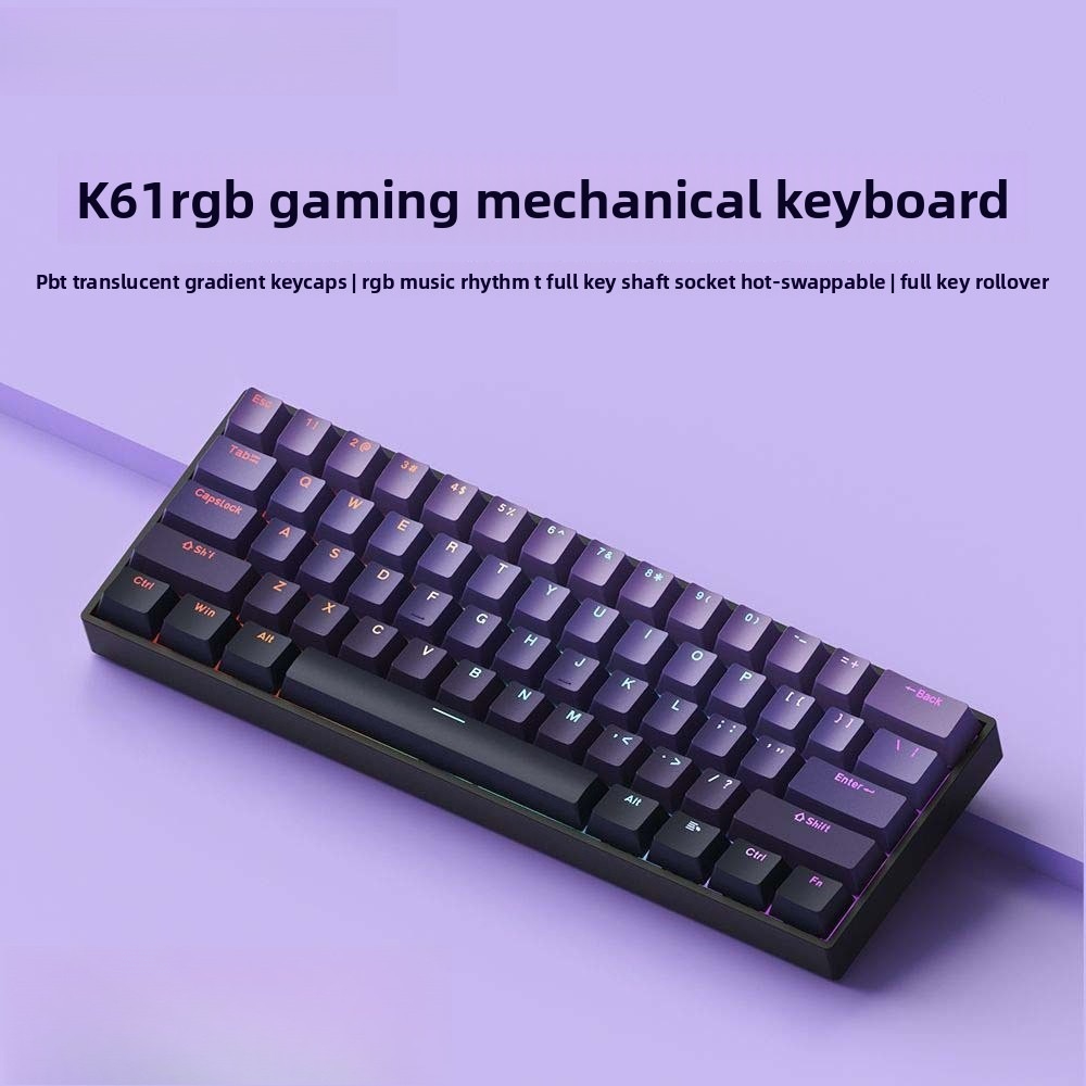 Keyboard Gaming Blue Switch - Klawiatura 60% Bezprzewodowa Bluetooth 2.4G Mechaniczna